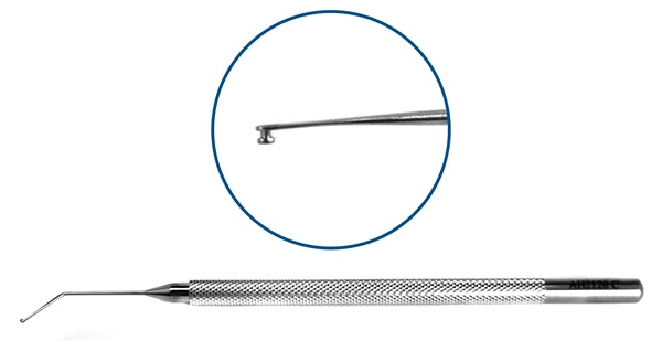 Graether Collar Button, Iris Retractor, Posterior Surface For Capsule Polishing, 23-Gauge, 1" (2.5 Cm), Straight