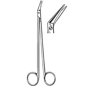 Ceramic Potts Smith Scissors, (Tungsten Carbide Blades W/ 1 Micro Serrated Blade), Angled, 7 1/2" (19.1 Cm), 25 Degrees