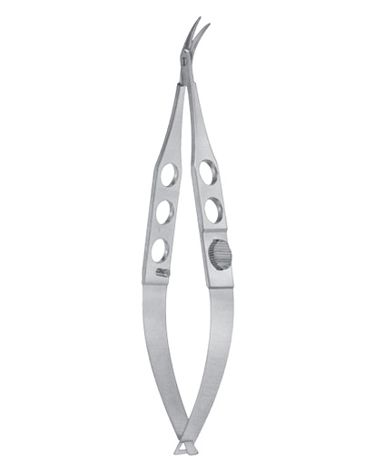 Troutman-Castroviejo Corneoscleral Scissors, Micro Pattern, 6.0 Mm Equal Length Blades, W/ Lock, 4 1/8" (10.5 Cm), Curved Right