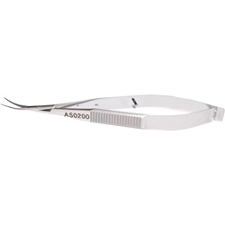 Castroviejo Corneal Section Scissors, Miniature Pattern, Lower Blade 8.0 Mm, Blunt Tips, 4 1/8" (10.5 Cm), Curved Right