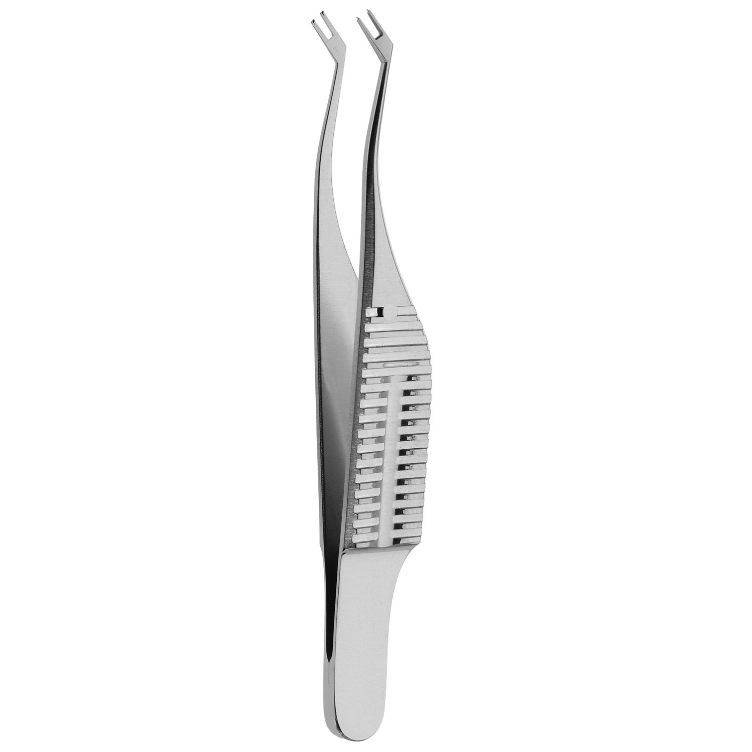 Polack Double Corneal Forceps, Prongs 5.0 Mm Form Angle To Tip, 1x2 Teeth, Flat Handle, 2 3/4" (7.0 Cm)