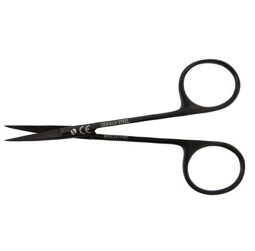 Ceramic Iris Scissors, (Tungsten Carbide Blades W/ 1 Micro Serrated Blade), 4 1/2" (11.4 Cm), Straight
