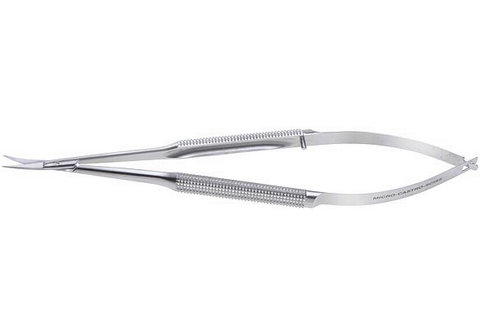 Castroviejo Micro Scissors, Round Handle, Sharp Delicate Blades, 4 1/2" (11.5 Cm), Angled 25 Degrees