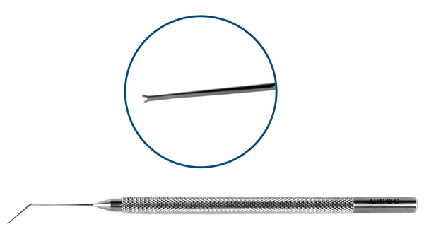 Jaffe-Bechert Lens Nucleus Rotator, Blunt Forked Tip Angled 9.0 Mm From Tip
