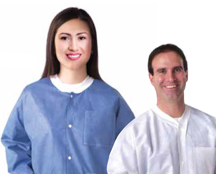 Classic Lab Jackets with Knit Collar and Knit Cuffs-,White, Snap Front