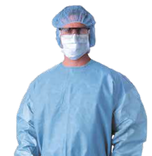 Prevention Plus Blue Procedure Gowns-,Hook and Loop Neck, Knit Cuffs, Flat Pack-Xlarge