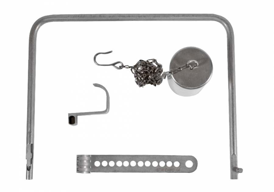 Charnley Initial Incision Retractor, Includes Frame, Long Blade (1" Wide X 1 1/4" Deep), Short Blade (1" Wide X 3 1/2" Deep) & Weight On Chain