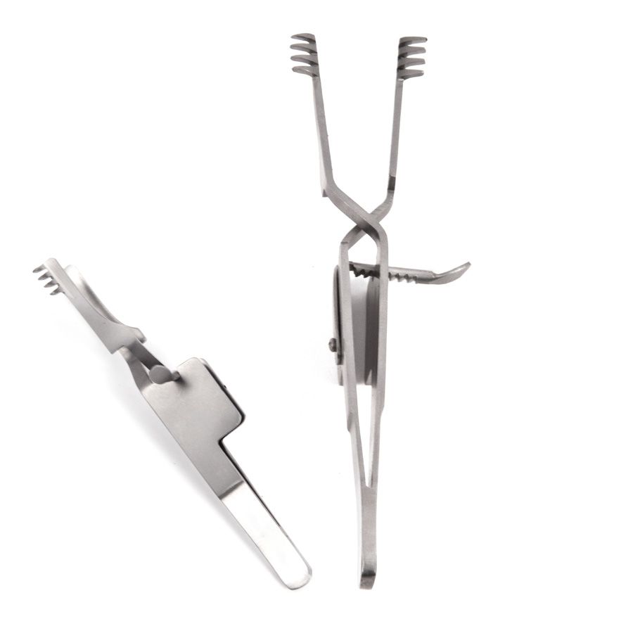 Heiss (Holzheimer) Cross Action Retractor, 4x4 Prongs, 4" (10.2 Cm), Blunt Prongs