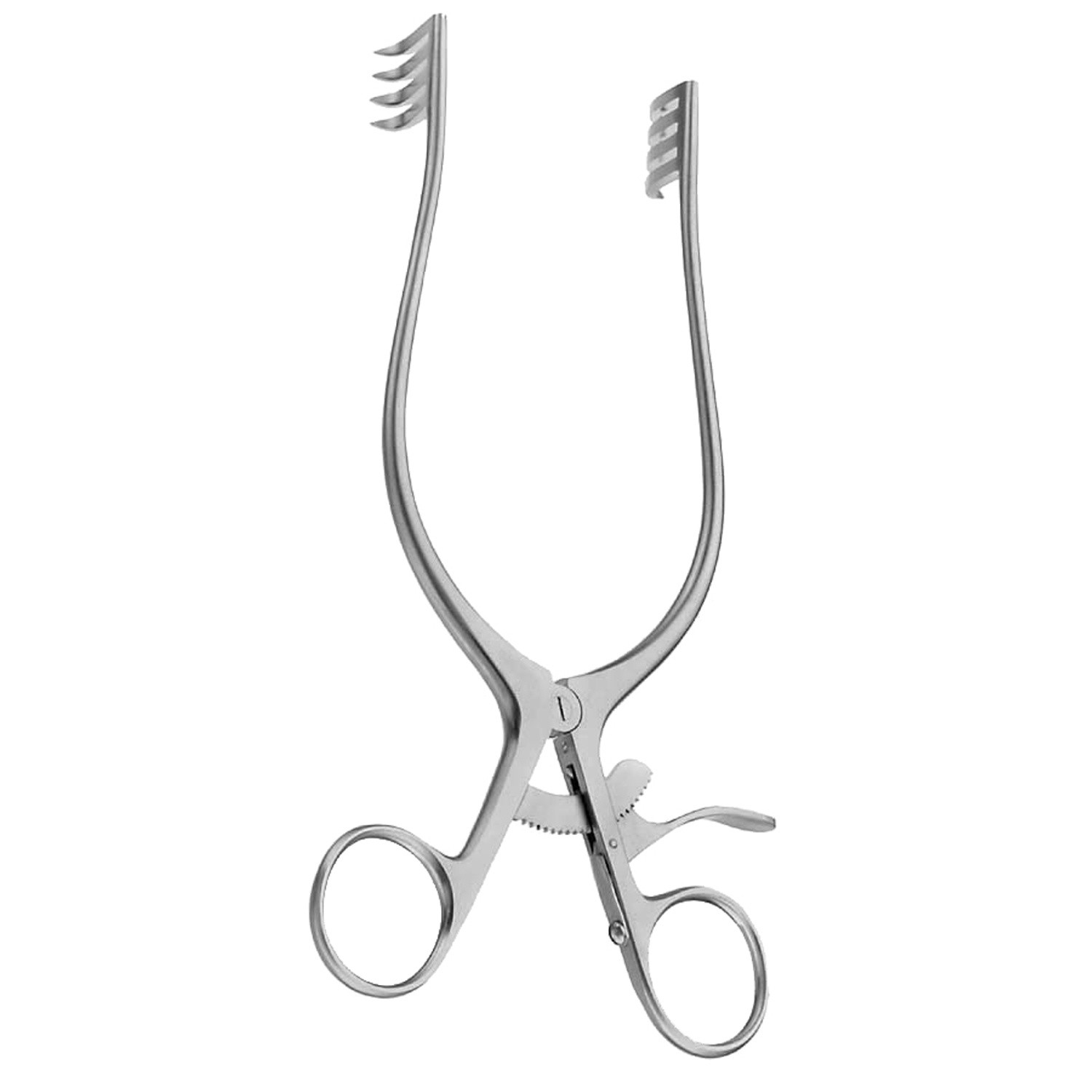 Adson Cerebellar Retractor, 7 1/2" (19.0 Cm), 22.0 Mm Deep, Angled Arms, 4x4 Blunt Prongs