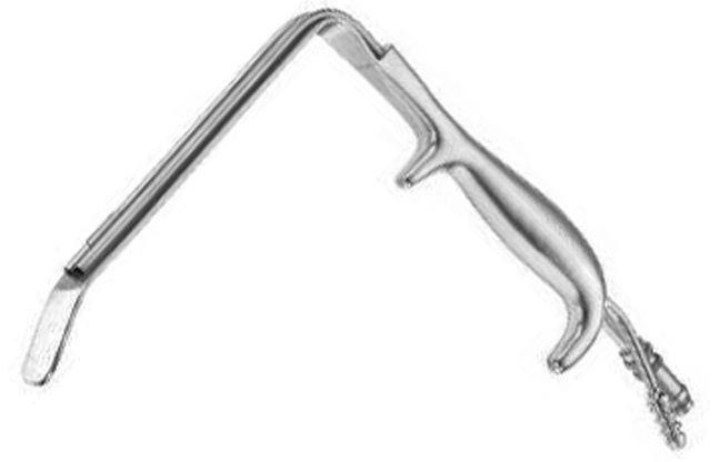 Tebbetts Style Endoscopic Retractor, W/ Tooth Serrated End, W/ Fiber Optic Light, Blade Size: 25.0 Mm X 15.0 Cm
