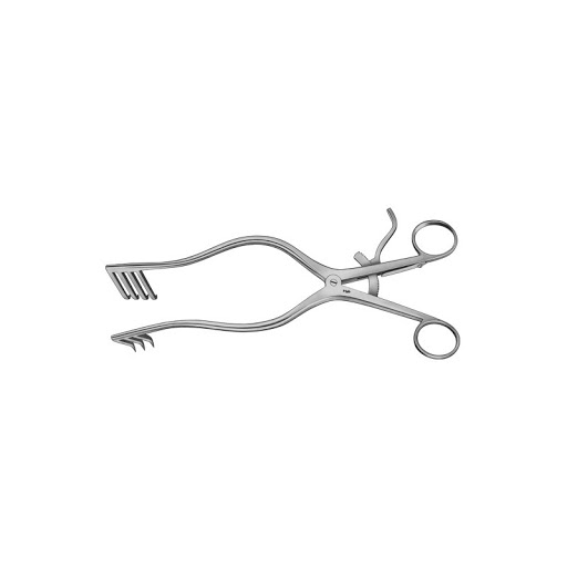 Beckmann Laminectomy Retractor, Hinged Arms, 4x4 Sharp Prongs, 17.0 Mm Deep, 12 1/8" (31.0 Cm)